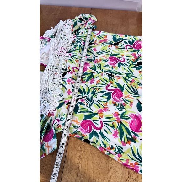 HAILEY LYN OFF TGE SHOULDER FLAMINGO TOP SIZE 1XL - Picture 8 of 9